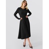 image:imageANRABESS Womens Long Sleeve Ribbed Knit Fall Midi Dresses  Crewneck Flared Swing Flowy A Line Sweater Dress Soft Comfy Fitted Stretchy Casual Winter Work Date Night Everyday WearBlack