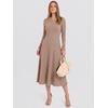 image:imageANRABESS Womens Long Sleeve Ribbed Knit Fall Midi Dresses  Crewneck Flared Swing Flowy A Line Sweater Dress Soft Comfy Fitted Stretchy Casual Winter Work Date Night Everyday WearTan