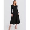 image:imageANRABESS Womens Long Sleeve Ribbed Knit Fall Midi Dresses  Crewneck Flared Swing Flowy A Line Sweater Dress Soft Comfy Fitted Stretchy Casual Winter Work Date Night Everyday WearBlack