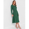 image:imageANRABESS Womens Long Sleeve Ribbed Knit Fall Midi Dresses  Crewneck Flared Swing Flowy A Line Sweater Dress Soft Comfy Fitted Stretchy Casual Winter Work Date Night Everyday WearDeep Green