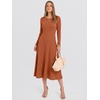 image:imageANRABESS Womens Long Sleeve Ribbed Knit Fall Midi Dresses  Crewneck Flared Swing Flowy A Line Sweater Dress Soft Comfy Fitted Stretchy Casual Winter Work Date Night Everyday WearBurnt Orange