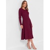 image:imageANRABESS Womens Long Sleeve Ribbed Knit Fall Midi Dresses  Crewneck Flared Swing Flowy A Line Sweater Dress Soft Comfy Fitted Stretchy Casual Winter Work Date Night Everyday WearBurgundy