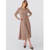image:imageANRABESS Womens Long Sleeve Ribbed Knit Fall Midi Dresses  Crewneck Flared Swing Flowy A Line Sweater Dress Soft Comfy Fitted Stretchy Casual Winter Work Date Night Everyday WearTan