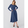 image:imageANRABESS Womens Long Sleeve Ribbed Knit Fall Midi Dresses  Crewneck Flared Swing Flowy A Line Sweater Dress Soft Comfy Fitted Stretchy Casual Winter Work Date Night Everyday WearDark Blue