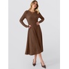 image:imageANRABESS Womens Long Sleeve Ribbed Knit Fall Midi Dresses  Crewneck Flared Swing Flowy A Line Sweater Dress Soft Comfy Fitted Stretchy Casual Winter Work Date Night Everyday WearBrown