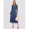 image:imageANRABESS Womens Long Sleeve Ribbed Knit Fall Midi Dresses  Crewneck Flared Swing Flowy A Line Sweater Dress Soft Comfy Fitted Stretchy Casual Winter Work Date Night Everyday WearDark Blue