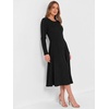 image:imageANRABESS Womens Long Sleeve Ribbed Knit Fall Midi Dresses  Crewneck Flared Swing Flowy A Line Sweater Dress Soft Comfy Fitted Stretchy Casual Winter Work Date Night Everyday WearBlack