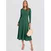image:imageANRABESS Womens Long Sleeve Ribbed Knit Fall Midi Dresses  Crewneck Flared Swing Flowy A Line Sweater Dress Soft Comfy Fitted Stretchy Casual Winter Work Date Night Everyday WearDeep Green
