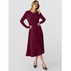 image:imageANRABESS Womens Long Sleeve Ribbed Knit Fall Midi Dresses  Crewneck Flared Swing Flowy A Line Sweater Dress Soft Comfy Fitted Stretchy Casual Winter Work Date Night Everyday WearBurgundy