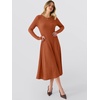 image:imageANRABESS Womens Long Sleeve Ribbed Knit Fall Midi Dresses  Crewneck Flared Swing Flowy A Line Sweater Dress Soft Comfy Fitted Stretchy Casual Winter Work Date Night Everyday WearBurnt Orange