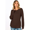 image:imageANRABESS Womens Long Sleeve Waffle Knit Shirts Fall Loose Fit Tunic Tops  Basics Casual Blouses Crew Neck Curved Hem Soft Comfy breathable Trendy Winter Outfits Layering PieceBrown