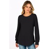 image:imageANRABESS Womens Long Sleeve Waffle Knit Shirts Fall Loose Fit Tunic Tops  Basics Casual Blouses Crew Neck Curved Hem Soft Comfy breathable Trendy Winter Outfits Layering PieceBlack