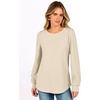 image:imageANRABESS Womens Long Sleeve Waffle Knit Shirts Fall Loose Fit Tunic Tops  Basics Casual Blouses Crew Neck Curved Hem Soft Comfy breathable Trendy Winter Outfits Layering PieceBeige