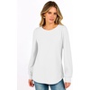 image:imageANRABESS Womens Long Sleeve Waffle Knit Shirts Fall Loose Fit Tunic Tops  Basics Casual Blouses Crew Neck Curved Hem Soft Comfy breathable Trendy Winter Outfits Layering PieceWhite