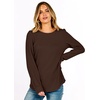 image:imageANRABESS Womens Long Sleeve Waffle Knit Shirts Fall Loose Fit Tunic Tops  Basics Casual Blouses Crew Neck Curved Hem Soft Comfy breathable Trendy Winter Outfits Layering PieceBrown