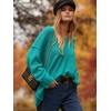 image:imageANRABESS Womens Oversized Scoop V Neck Batwing Sleeve Sweater  Off Shoulder Long Sleeve Pullover SweaterLoose Slouchy FitChunky Knit Soft Warm Fall OutfitsWinter ClothingBlue Green