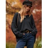 image:imageANRABESS Womens Oversized Scoop V Neck Batwing Sleeve Sweater  Off Shoulder Long Sleeve Pullover SweaterLoose Slouchy FitChunky Knit Soft Warm Fall OutfitsWinter ClothingBlack