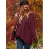image:imageANRABESS Womens Oversized Scoop V Neck Batwing Sleeve Sweater  Off Shoulder Long Sleeve Pullover SweaterLoose Slouchy FitChunky Knit Soft Warm Fall OutfitsWinter ClothingWine Red