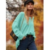 image:imageANRABESS Womens Oversized Scoop V Neck Batwing Sleeve Sweater  Off Shoulder Long Sleeve Pullover SweaterLoose Slouchy FitChunky Knit Soft Warm Fall OutfitsWinter ClothingLight Blue