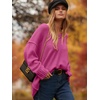 image:imageANRABESS Womens Oversized Scoop V Neck Batwing Sleeve Sweater  Off Shoulder Long Sleeve Pullover SweaterLoose Slouchy FitChunky Knit Soft Warm Fall OutfitsWinter ClothingRose