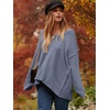 image:imageANRABESS Womens Oversized Scoop V Neck Batwing Sleeve Sweater  Off Shoulder Long Sleeve Pullover SweaterLoose Slouchy FitChunky Knit Soft Warm Fall OutfitsWinter ClothingGray