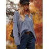 image:imageANRABESS Womens Oversized Scoop V Neck Batwing Sleeve Sweater  Off Shoulder Long Sleeve Pullover SweaterLoose Slouchy FitChunky Knit Soft Warm Fall OutfitsWinter ClothingGray