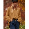 image:imageANRABESS Womens Oversized Scoop V Neck Batwing Sleeve Sweater  Off Shoulder Long Sleeve Pullover SweaterLoose Slouchy FitChunky Knit Soft Warm Fall OutfitsWinter ClothingCamel