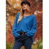 image:imageANRABESS Womens Oversized Scoop V Neck Batwing Sleeve Sweater  Off Shoulder Long Sleeve Pullover SweaterLoose Slouchy FitChunky Knit Soft Warm Fall OutfitsWinter ClothingAzure