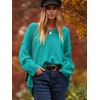 image:imageANRABESS Womens Oversized Scoop V Neck Batwing Sleeve Sweater  Off Shoulder Long Sleeve Pullover SweaterLoose Slouchy FitChunky Knit Soft Warm Fall OutfitsWinter ClothingBlue Green