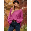 image:imageANRABESS Womens Oversized Scoop V Neck Batwing Sleeve Sweater  Off Shoulder Long Sleeve Pullover SweaterLoose Slouchy FitChunky Knit Soft Warm Fall OutfitsWinter ClothingRose