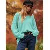 image:imageANRABESS Womens Oversized Scoop V Neck Batwing Sleeve Sweater  Off Shoulder Long Sleeve Pullover SweaterLoose Slouchy FitChunky Knit Soft Warm Fall OutfitsWinter ClothingLight Blue