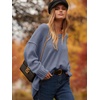 image:imageANRABESS Womens Oversized Scoop V Neck Batwing Sleeve Sweater  Off Shoulder Long Sleeve Pullover SweaterLoose Slouchy FitChunky Knit Soft Warm Fall OutfitsWinter ClothingGray