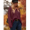 image:imageANRABESS Womens Oversized Scoop V Neck Batwing Sleeve Sweater  Off Shoulder Long Sleeve Pullover SweaterLoose Slouchy FitChunky Knit Soft Warm Fall OutfitsWinter ClothingWine Red