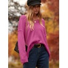 image:imageANRABESS Womens Oversized Scoop V Neck Batwing Sleeve Sweater  Off Shoulder Long Sleeve Pullover SweaterLoose Slouchy FitChunky Knit Soft Warm Fall OutfitsWinter ClothingRose