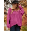 image:imageANRABESS Womens Oversized Scoop V Neck Batwing Sleeve Sweater  Off Shoulder Long Sleeve Pullover SweaterLoose Slouchy FitChunky Knit Soft Warm Fall OutfitsWinter ClothingRose