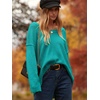 image:imageANRABESS Womens Oversized Scoop V Neck Batwing Sleeve Sweater  Off Shoulder Long Sleeve Pullover SweaterLoose Slouchy FitChunky Knit Soft Warm Fall OutfitsWinter ClothingBlue Green