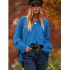 image:imageANRABESS Womens Oversized Scoop V Neck Batwing Sleeve Sweater  Off Shoulder Long Sleeve Pullover SweaterLoose Slouchy FitChunky Knit Soft Warm Fall OutfitsWinter ClothingAzure