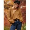 image:imageANRABESS Womens Oversized Scoop V Neck Batwing Sleeve Sweater  Off Shoulder Long Sleeve Pullover SweaterLoose Slouchy FitChunky Knit Soft Warm Fall OutfitsWinter ClothingCamel