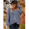 image:imageANRABESS Womens Oversized Scoop V Neck Batwing Sleeve Sweater  Off Shoulder Long Sleeve Pullover SweaterLoose Slouchy FitChunky Knit Soft Warm Fall OutfitsWinter ClothingGray