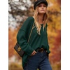 image:imageANRABESS Womens Oversized Scoop V Neck Batwing Sleeve Sweater  Off Shoulder Long Sleeve Pullover SweaterLoose Slouchy FitChunky Knit Soft Warm Fall OutfitsWinter ClothingDark Green