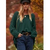 image:imageANRABESS Womens Oversized Scoop V Neck Batwing Sleeve Sweater  Off Shoulder Long Sleeve Pullover SweaterLoose Slouchy FitChunky Knit Soft Warm Fall OutfitsWinter ClothingDark Green