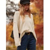 image:imageANRABESS Womens Oversized Scoop V Neck Batwing Sleeve Sweater  Off Shoulder Long Sleeve Pullover SweaterLoose Slouchy FitChunky Knit Soft Warm Fall OutfitsWinter ClothingBeige