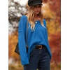 image:imageANRABESS Womens Oversized Scoop V Neck Batwing Sleeve Sweater  Off Shoulder Long Sleeve Pullover SweaterLoose Slouchy FitChunky Knit Soft Warm Fall OutfitsWinter ClothingAzure