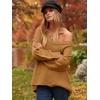 image:imageANRABESS Womens Oversized Scoop V Neck Batwing Sleeve Sweater  Off Shoulder Long Sleeve Pullover SweaterLoose Slouchy FitChunky Knit Soft Warm Fall OutfitsWinter ClothingCamel