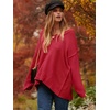 image:imageANRABESS Womens Oversized Scoop V Neck Batwing Sleeve Sweater  Off Shoulder Long Sleeve Pullover SweaterLoose Slouchy FitChunky Knit Soft Warm Fall OutfitsWinter ClothingRed