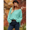 image:imageANRABESS Womens Oversized Scoop V Neck Batwing Sleeve Sweater  Off Shoulder Long Sleeve Pullover SweaterLoose Slouchy FitChunky Knit Soft Warm Fall OutfitsWinter ClothingLight Blue