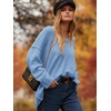 image:imageANRABESS Womens Oversized Scoop V Neck Batwing Sleeve Sweater  Off Shoulder Long Sleeve Pullover SweaterLoose Slouchy FitChunky Knit Soft Warm Fall OutfitsWinter ClothingBlue