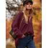 image:imageANRABESS Womens Oversized Scoop V Neck Batwing Sleeve Sweater  Off Shoulder Long Sleeve Pullover SweaterLoose Slouchy FitChunky Knit Soft Warm Fall OutfitsWinter ClothingWine Red