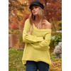 image:imageANRABESS Womens Oversized Scoop V Neck Batwing Sleeve Sweater  Off Shoulder Long Sleeve Pullover SweaterLoose Slouchy FitChunky Knit Soft Warm Fall OutfitsWinter ClothingYellow