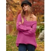 image:imageANRABESS Womens Oversized Scoop V Neck Batwing Sleeve Sweater  Off Shoulder Long Sleeve Pullover SweaterLoose Slouchy FitChunky Knit Soft Warm Fall OutfitsWinter ClothingRose